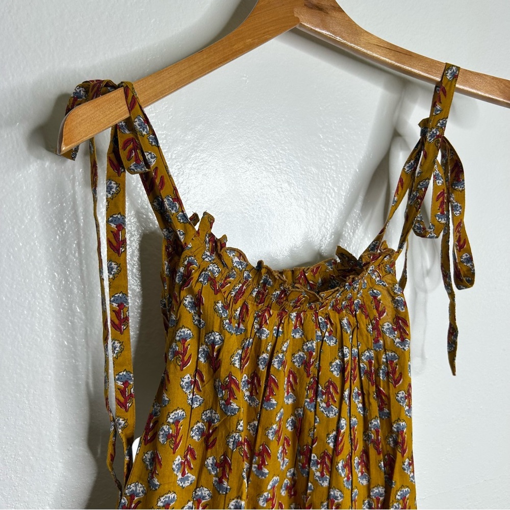 NWT Ex - Voto 100% Cotton Block Print Bohemian Iris Sundress Maxi Flowy - Picture 10 of 15